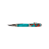 Jean-Pierre Lepine Indigo Classic Murano fountain pen with green body and red filet design, showcasing elegant craftsmanship.