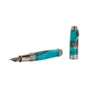 Jean-Pierre Lepine Indigo Classic Murano fountain pen with green body and red filet, showcasing elegant craftsmanship and vibrant color.