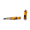 Jean-Pierre Lepine Indigo Classic Murano rollerball pen with yellow body and blue filet, elegant writing instrument.