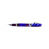 Jean-Pierre Lepine Indigo Classic Murano fountain pen with blue body and red filet, showcasing elegant craftsmanship and intricate detailing.