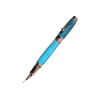 Jean-Pierre Lepine Indigo Classic Murano turquoise fountain pen with gold accents, shown with cap on and ink nib visible.