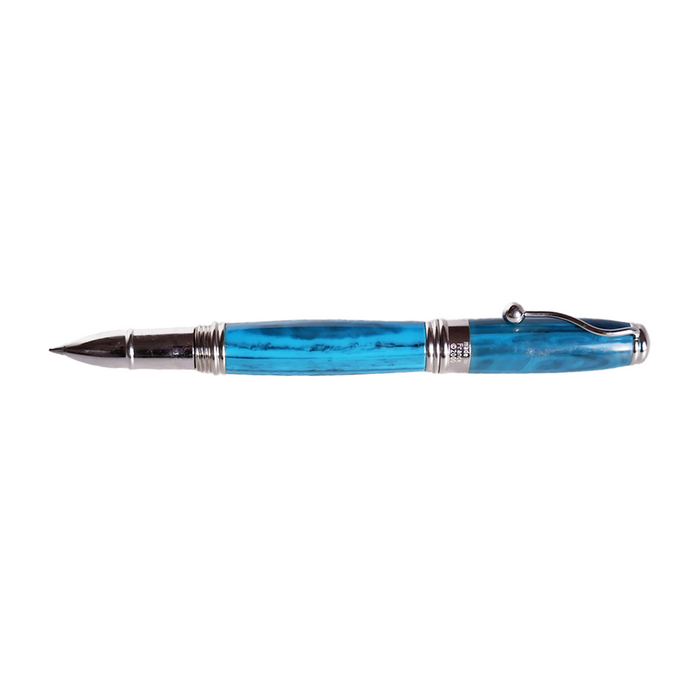 Jean-Pierre Lepine Indigo Classic Murano turquoise rollerball pen with a sleek design and gold accents.