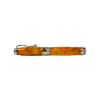 Jean-Pierre Lepine Indigo Classic Murano rollerball pen with yellow-orange ink, featuring a sleek design and colorful accents.
