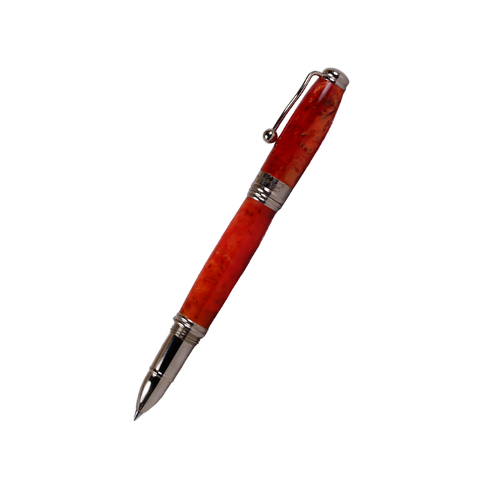Jean-Pierre Lepine Indigo Classic Murano rollerball pen with orange accents, sleek design, and detailed craftsmanship.
