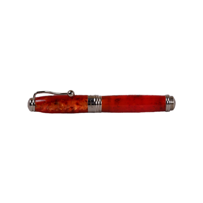 Jean-Pierre Lepine Indigo Classic Murano rollerball pen with orange accents, featuring a sleek design and smooth writing tip.