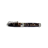 Jean-Pierre Lepine Indigo Classic Murano fountain pen with brown body and beige filet, showcasing elegant craftsmanship and design.