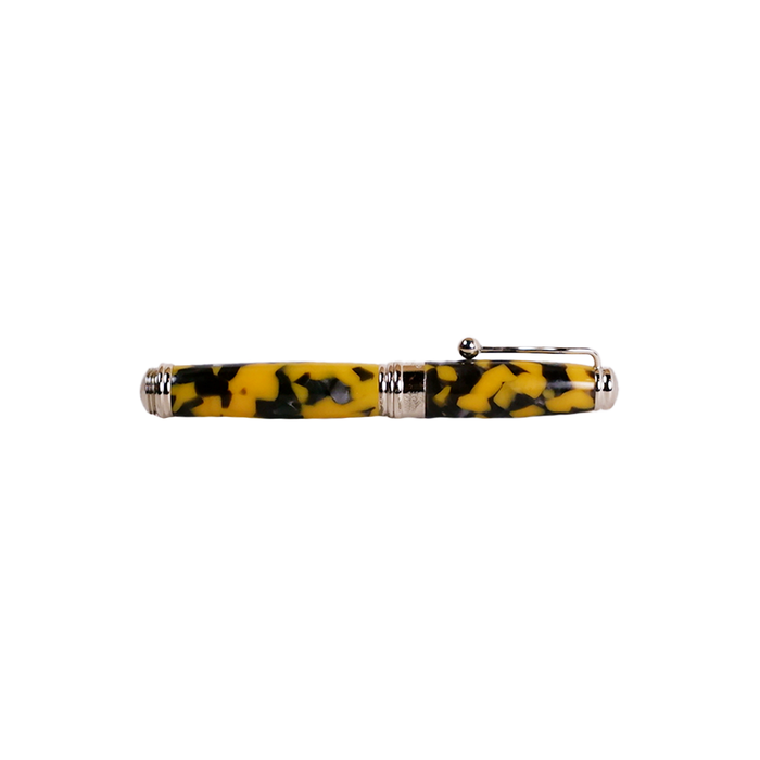 Jean-Pierre Lepine Indigo Classic Murano rollerball pen with yellow and black design, sleek and elegant writing instrument.