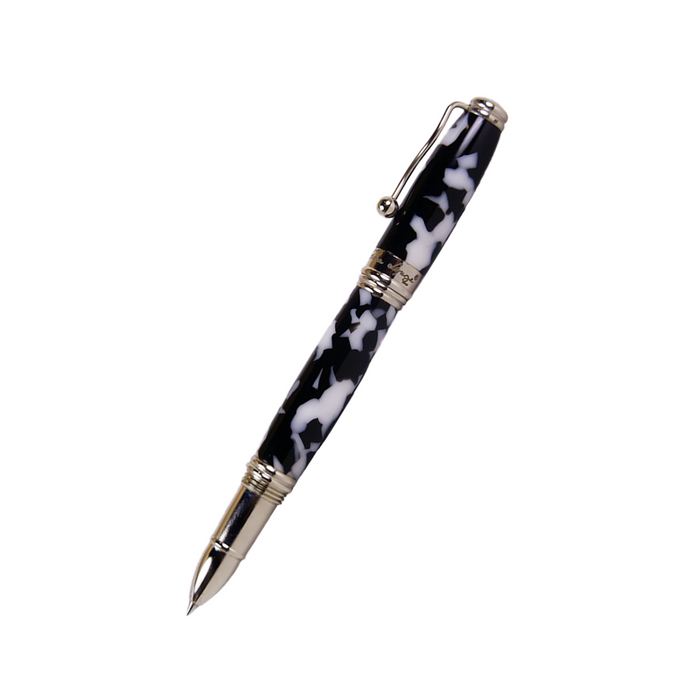 Jean-Pierre Lepine Indigo Classic Murano rollerball pen with black and white design, elegant writing instrument with a sleek finish.