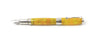 Jean-Pierre Lepine Indigo Classic Murano fountain pen with spotted yellow accents, featuring a sleek design and gold nib.
