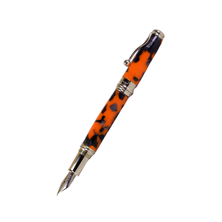 Jean-Pierre Lepine Indigo Classic Murano fountain pen with black and orange resin barrel and gold nib.