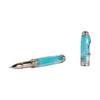 Jean-Pierre Lepine Indigo Classic Murano rollerball pen with a blue-green glass body and sleek metal accents.