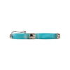 Jean-Pierre Lepine Indigo Classic Murano rollerball pen with blue-green glass barrel, sleek and elegant writing instrument.