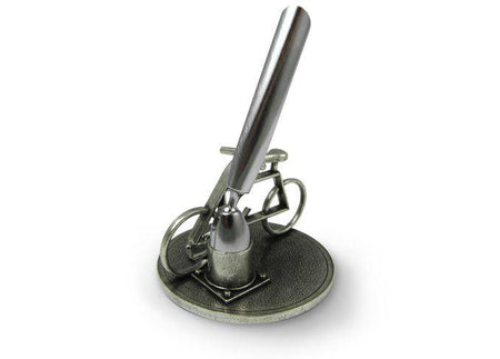 Jac Zagoory chain-themed pen rest and holder with bike-inspired design, perfect for organizing pens on a desk.