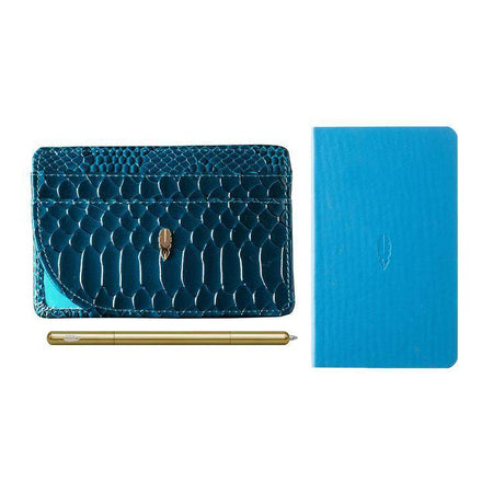 Teal Jac Zagoory Inscribe Wallet with multiple card slots and sleek design, made of high-quality leather.