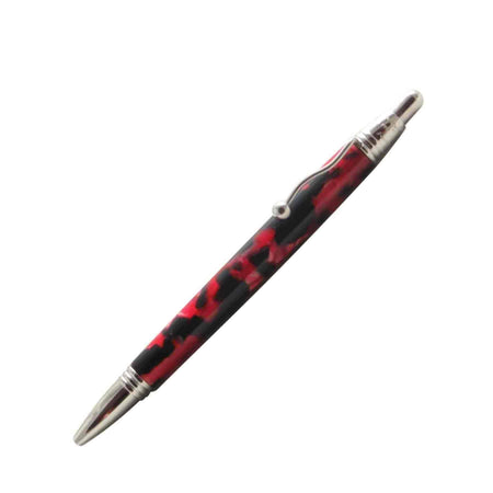 Jean-Pierre Lepine Indigo Classic Murano ballpoint pen with red and black accents, showcasing elegant design and craftsmanship.