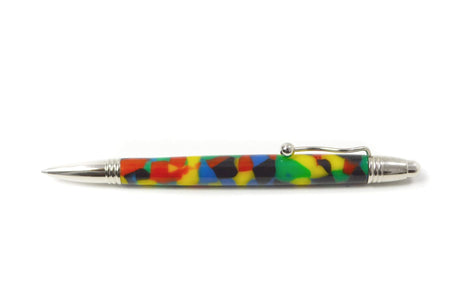Jean-Pierre Lepine Indigo Classic Murano ballpoint pen with Tutti Fruti design, featuring a vibrant, colorful pattern.