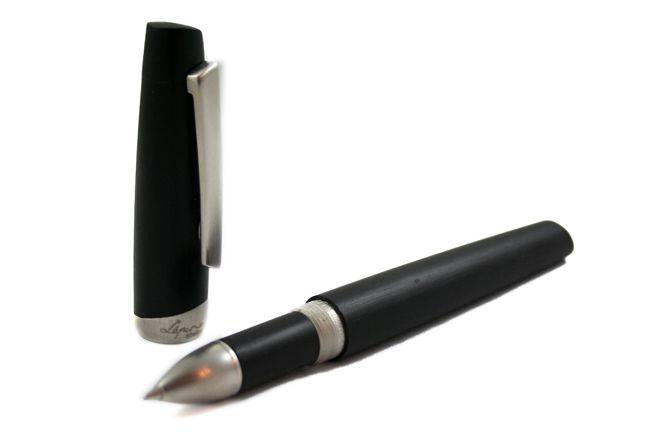 Black Jean-Pierre Lepine Yuzu rollerball pen with sleek design and smooth writing tip, shown on a white background.