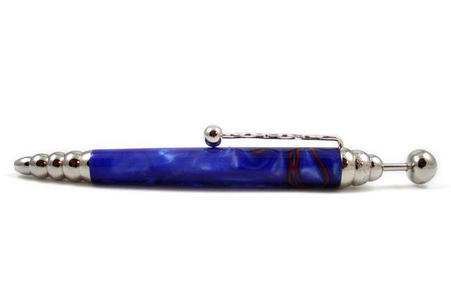 Jean-Pierre Lepine Zig Zag ballpoint pen in blue with red filet, showcasing its stylish design and smooth writing tip.