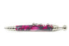 Pink Jean-Pierre Lepine Zig Zag ballpoint pen with green filet design, featuring a stylish and colorful writing instrument.