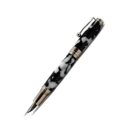 Jean-Pierre Lepine Indigo Classic Murano fountain pen with black and white design, featuring a sleek, elegant appearance.