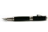 Jean-Pierre Lepine Indigo Classic Murano fountain pen with black finish and fine nib, showcasing elegant design and craftsmanship.