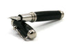 Jean-Pierre Lepine Indigo Classic Murano fountain pen with black finish and fine nib, elegant writing instrument.