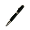 Jean-Pierre Lepine Indigo Classic Murano fountain pen with black finish and fine nib, showcasing elegant design and craftsmanship.