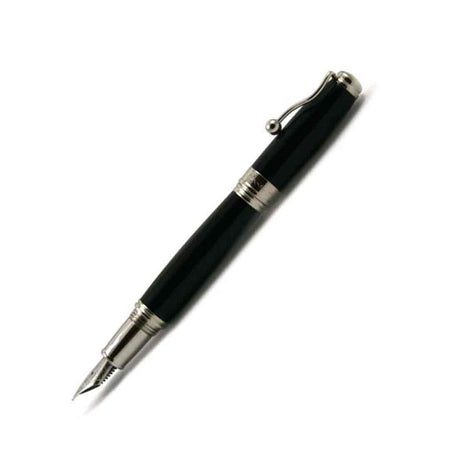 Jean-Pierre Lepine Indigo Classic Murano fountain pen with black finish and fine nib, showcasing elegant design and craftsmanship.