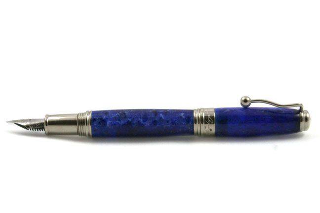 Jean-Pierre Lepine Indigo Classic Murano fountain pen with blue ink and fine nib, elegant and crafted for smooth writing.