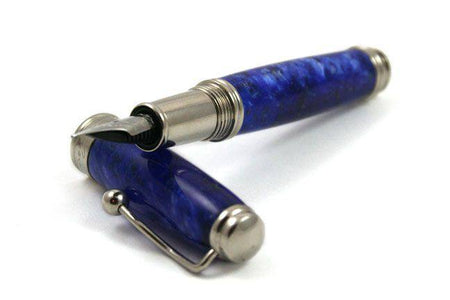 Jean-Pierre Lepine Indigo Classic Murano fountain pen with blue ink and elegant design, featuring a fine nib.