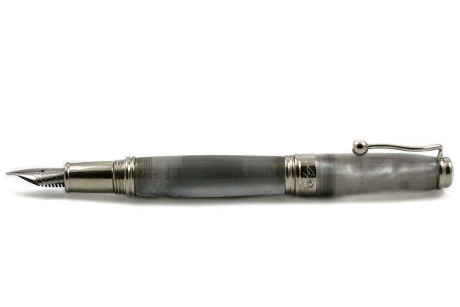 Jean-Pierre Lepine Indigo Classic Murano fountain pen with grey finish, showcasing a sleek, elegant design and fine nib.