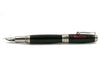 Jean-Pierre Lepine Indigo Classic Murano fountain pen with prune-colored resin and gold accents, fine nib, elegant writing instrument.