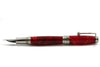Jean-Pierre Lepine Indigo Classic Murano fountain pen in red with yellow filet, showcasing elegant design and fine craftsmanship.