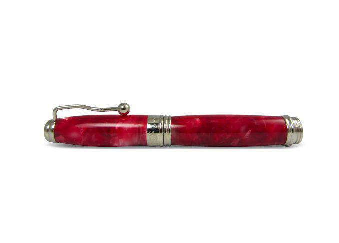 Jean-Pierre Lepine Indigo Classic Murano fountain pen with spotted red design, showcasing fine craftsmanship and elegant detailing.