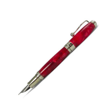 Jean-Pierre Lepine Indigo Classic Murano fountain pen with spotted red design, fine nib, elegant and handcrafted writing instrument.