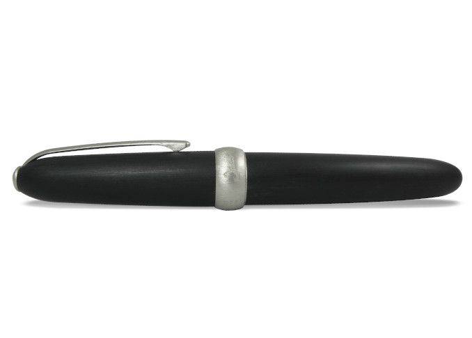 Jean-Pierre Lepine Winston fountain pen in black with matte chrome accessory, showcasing a sleek, elegant writing instrument.
