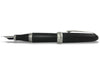 Jean-Pierre Lepine Winston fountain pen in black with matte chrome accents, showcasing its elegant design and fine craftsmanship.