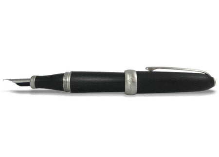 Jean-Pierre Lepine Winston fountain pen in black with matte chrome accents, showcasing its elegant design and fine craftsmanship.