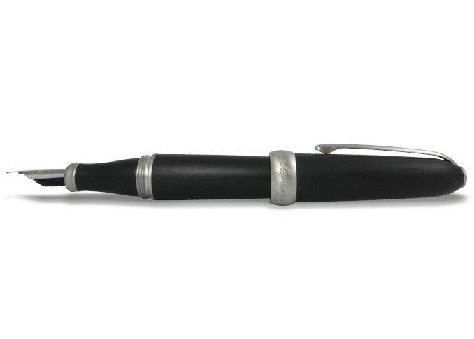 Jean-Pierre Lepine Winston fountain pen in black with matte chrome accents, showcasing its elegant design and fine craftsmanship.