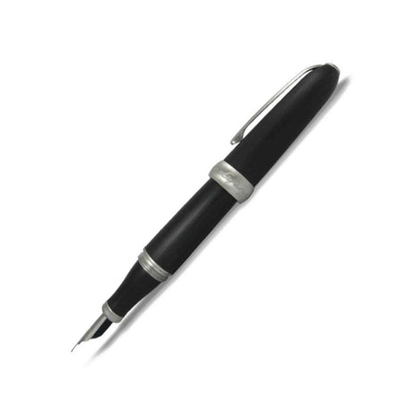 Jean-Pierre Lepine Winston fountain pen in black with matte chrome accessory, showcasing elegant design and fine craftsmanship.