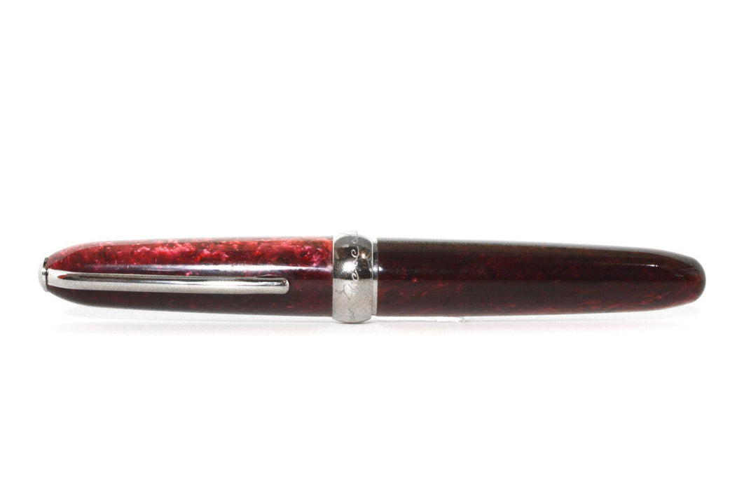 Jean-Pierre Lepine Winston fountain pen in red with chrome accents, featuring a sleek design and fine nib for writing elegance.