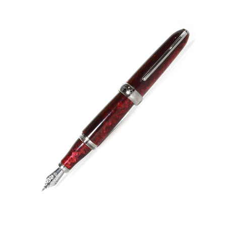 Jean-Pierre Lepine Winston fountain pen in red with chrome accessory, showcasing a sleek, elegant design and fine craftsmanship.