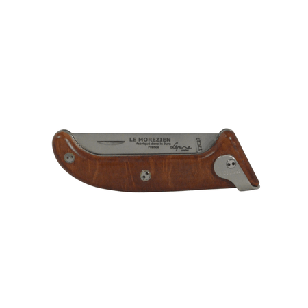 Jean Pierre-Lepine Le Morezien briar wood club knife with polished blade and textured handle, showcasing fine craftsmanship.