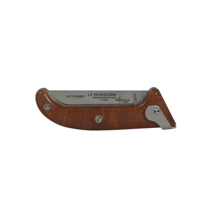 Jean Pierre-Lepine Le Morezien briar wood club knife with polished blade and textured handle, showcasing fine craftsmanship.