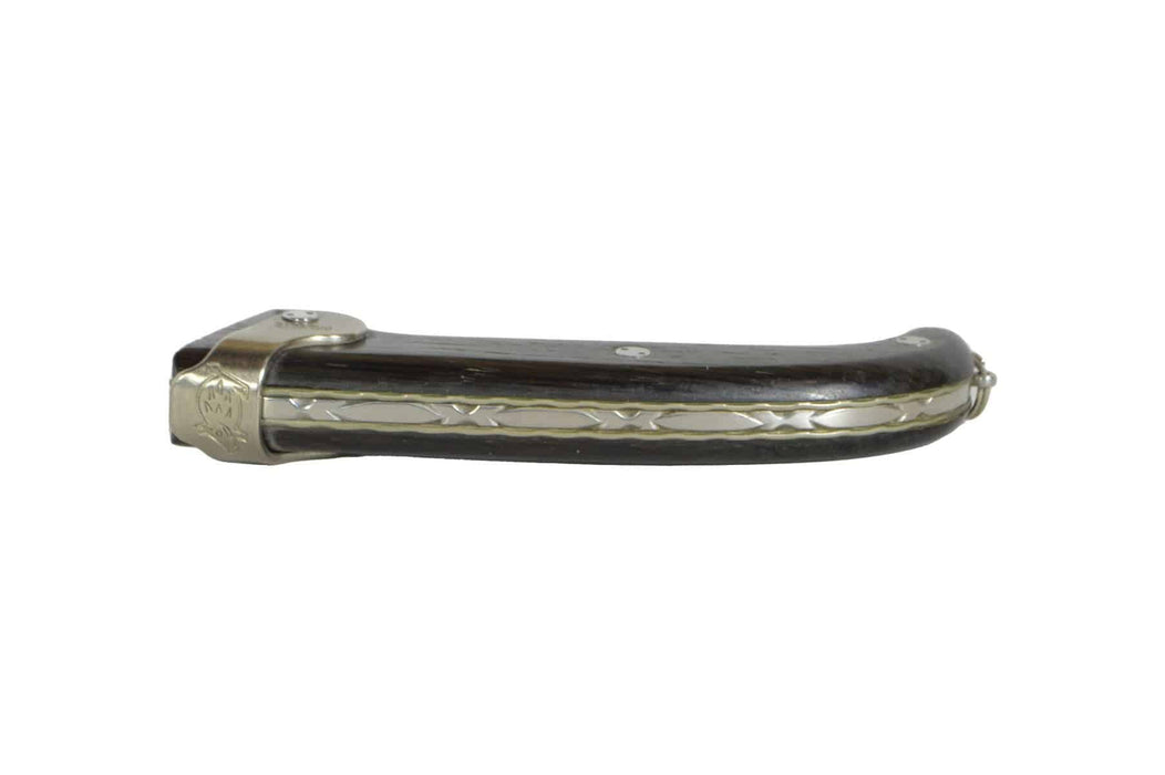 Jean Pierre-Lepine Le Morezien Morta Wood Club Knife with polished blade and textured handle, showcasing craftsmanship and natural wood finish.