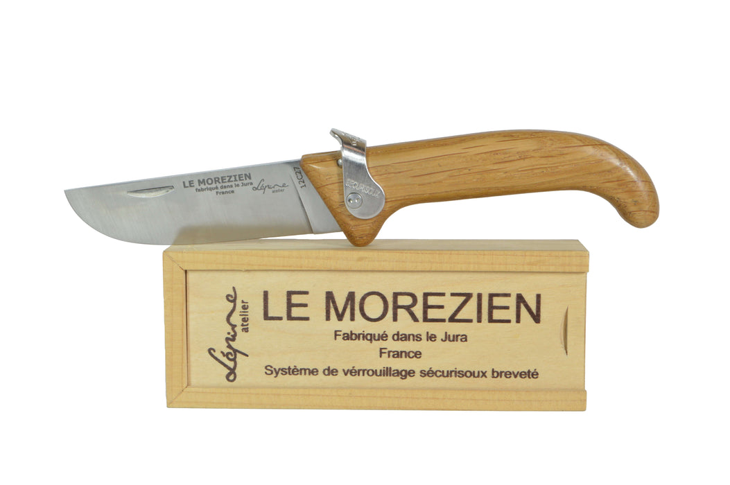 Jean Pierre-Lepine Le Morezien oak classic knife with a sleek wooden handle and stainless steel blade, designed for precise cutting.