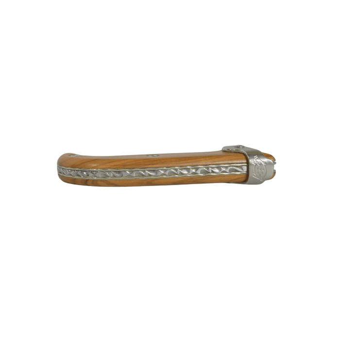 Jean Pierre-Lepine Le Morezien Olivier Club Knife with polished stainless steel blade and elegant wooden handle.
