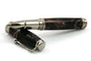 Jean-Pierre Lepine Indigo Classic Murano rollerball pen with brown barrel and beige filet, elegant writing instrument.