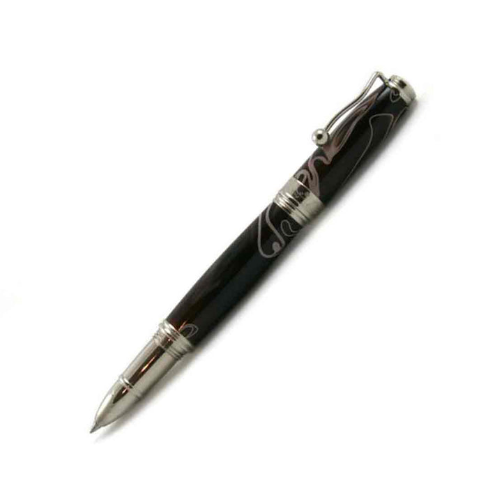 Jean-Pierre Lepine Indigo Classic Murano rollerball pen in brown with beige filet, showcasing elegant design and premium craftsmanship.