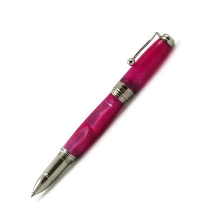 Jean-Pierre Lepine Indigo Classic Murano rollerball pen with pink accents, elegant writing instrument with a sleek design.